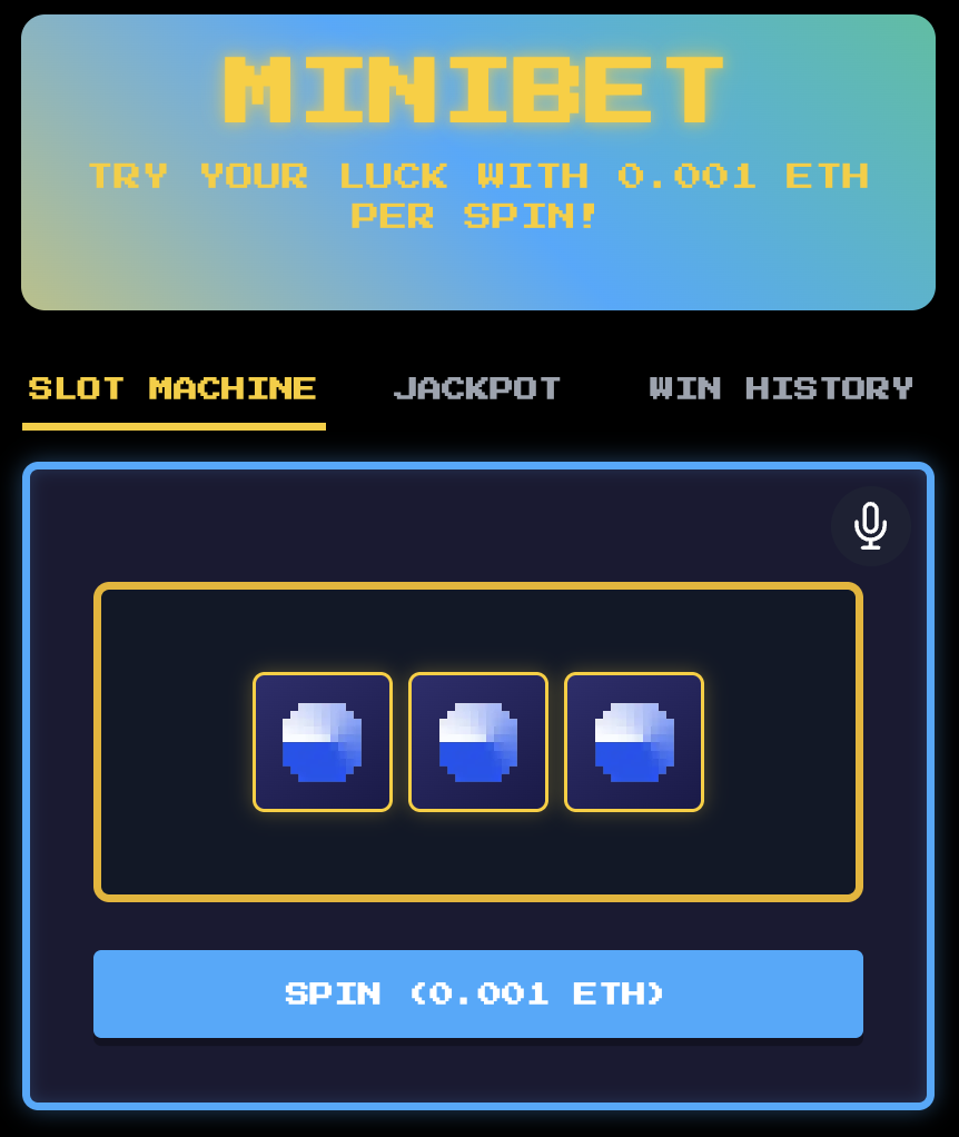 Minibet Slot Machine - Farcaster Mini Apps